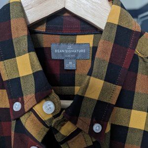 LL Bean Signature Shirt Mens M Slim Fit Plaid Long Sleeve Button Down